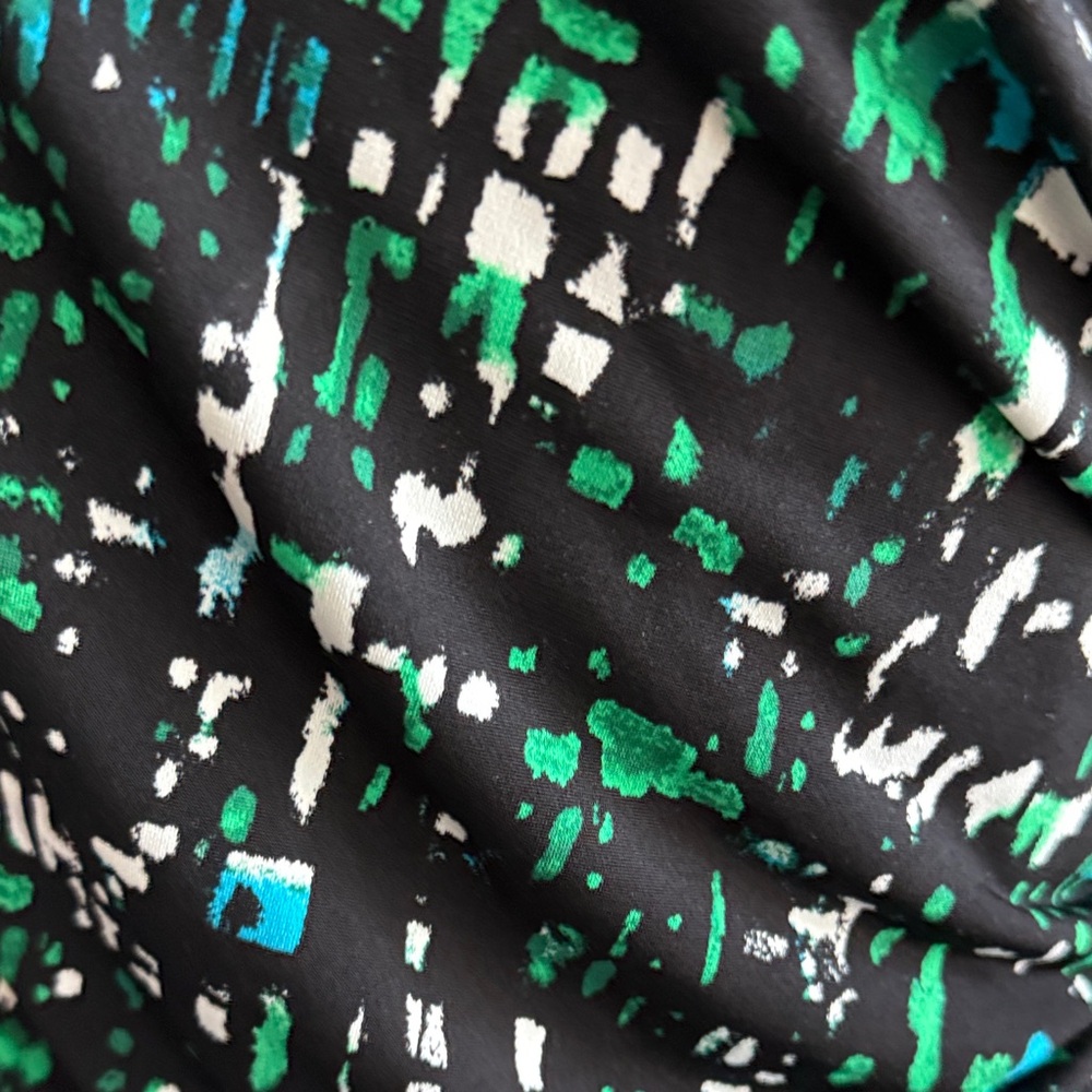 Apt. 9 Black and Green Patterned Faux Wrap Dress - Picture 3 of 8